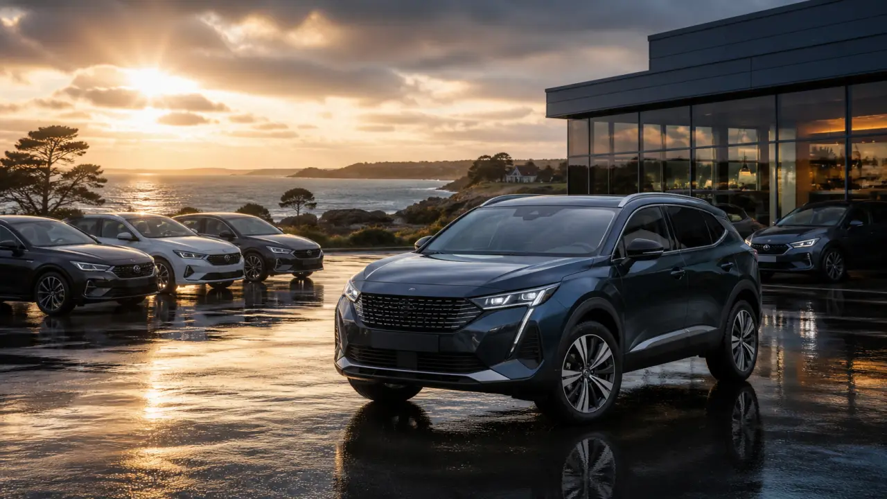 Voiture moderne mise en valeur dans un showroom automobile