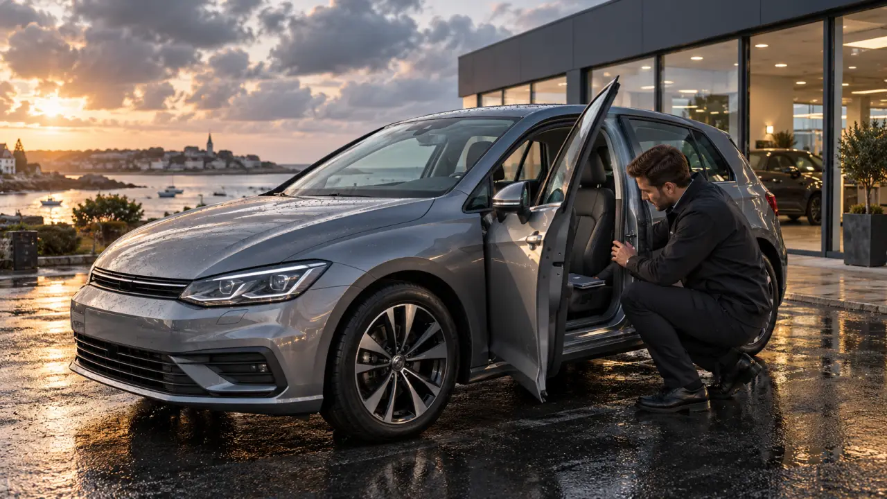 Voiture d'occasion présentée dans un showroom automobile