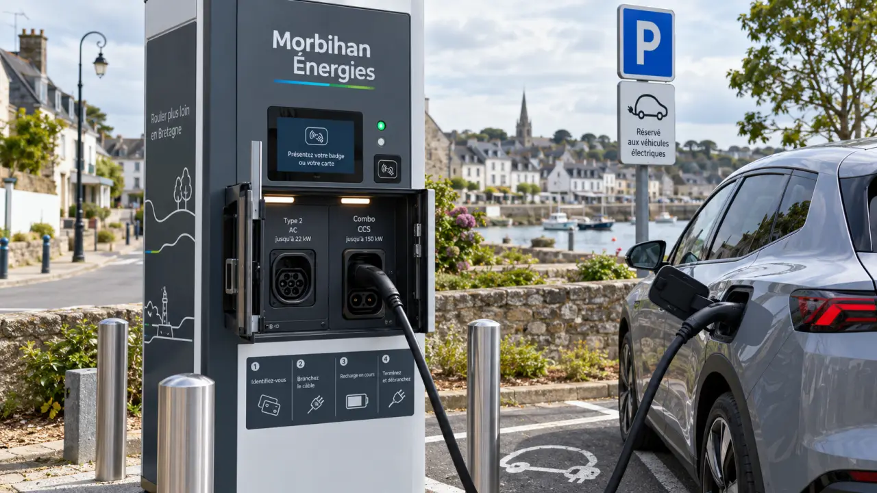 Borne de recharge Morbihan Énergies : ce que les photos révèlent sur les prises et l’accès