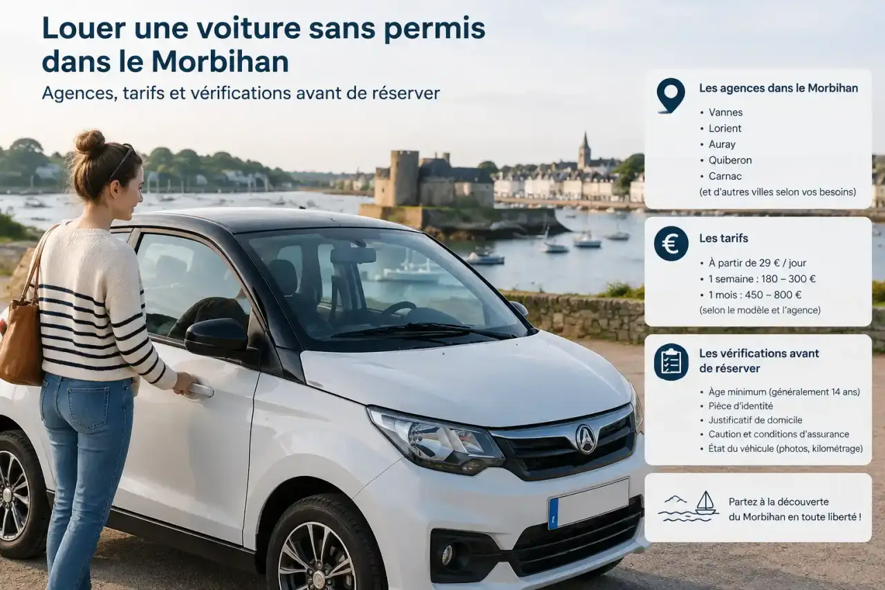 Louer une voiture sans permis dans le Morbihan : agences, tarifs et vérifications avant de réserver