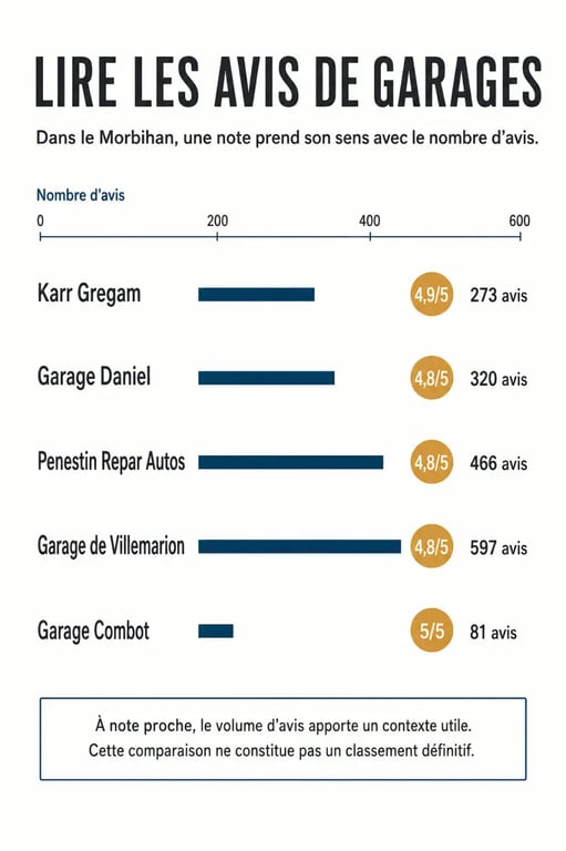Infographie des notes et avis de garages auto dans le Morbihan