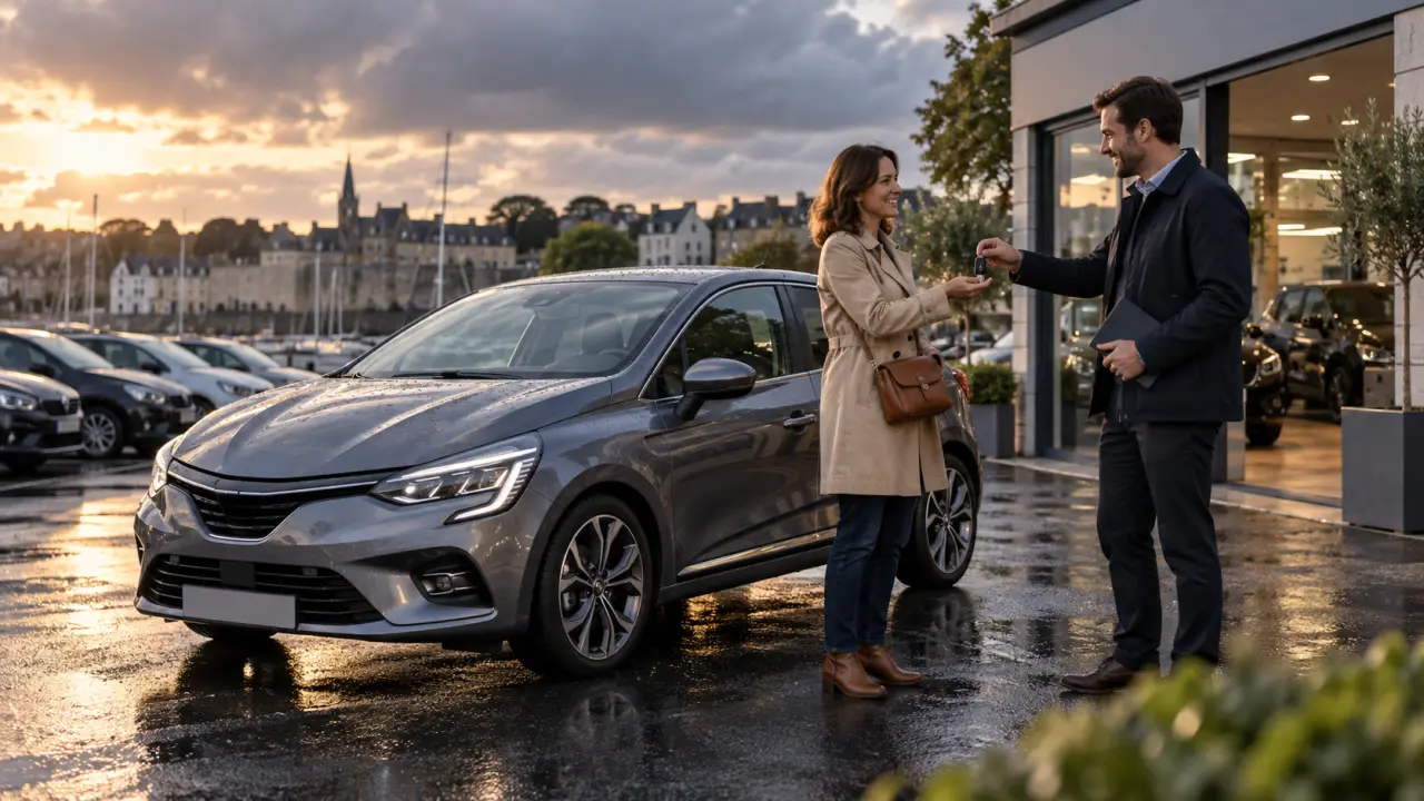Renault Clio d'occasion stationnée à Vannes dans le Morbihan