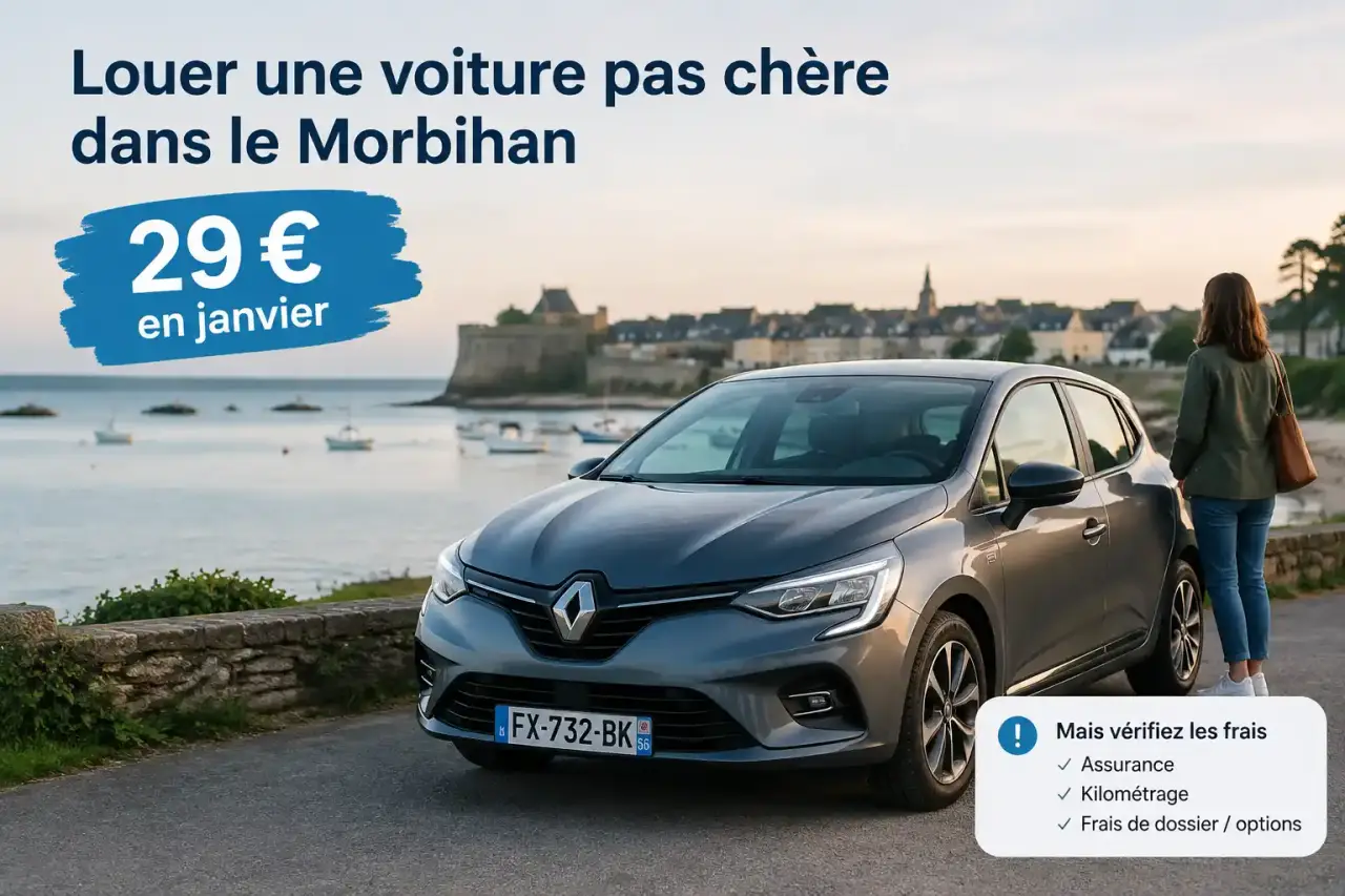 Louer une voiture pas chère dans le Morbihan : 29 € en janvier, mais vérifiez les frais
