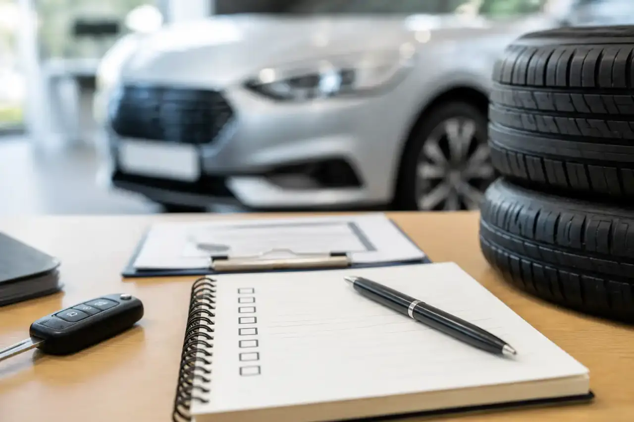 Véhicule d'occasion inspecté dans un showroom moderne