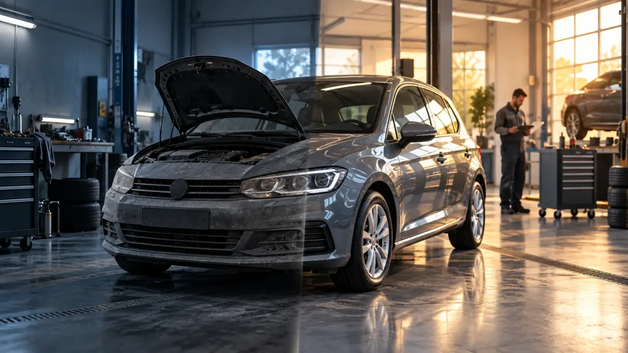 Voiture d’occasion contrôlée et remise en état dans un atelier automobile