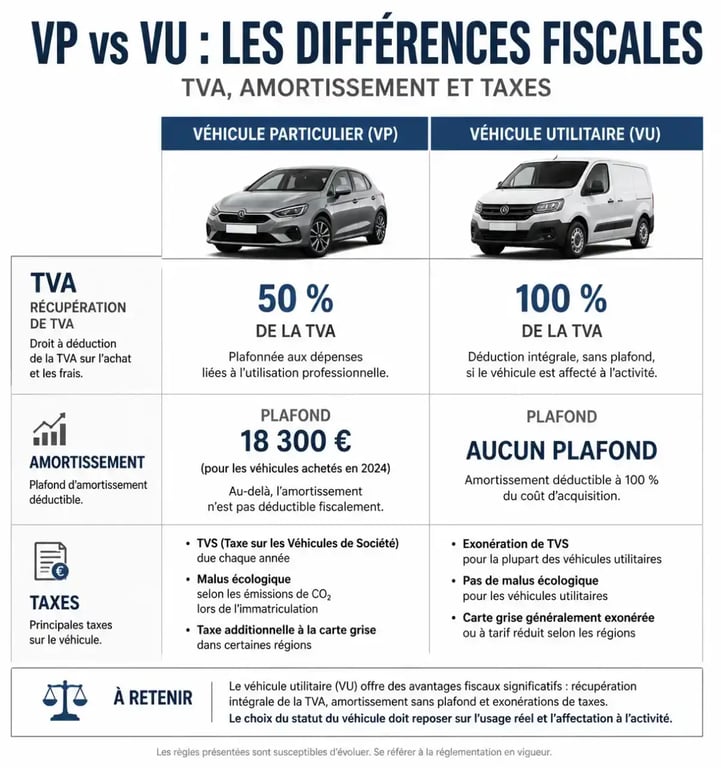 Comparatif fiscal entre véhicule particulier et utilitaire pour achat véhicule professionnel