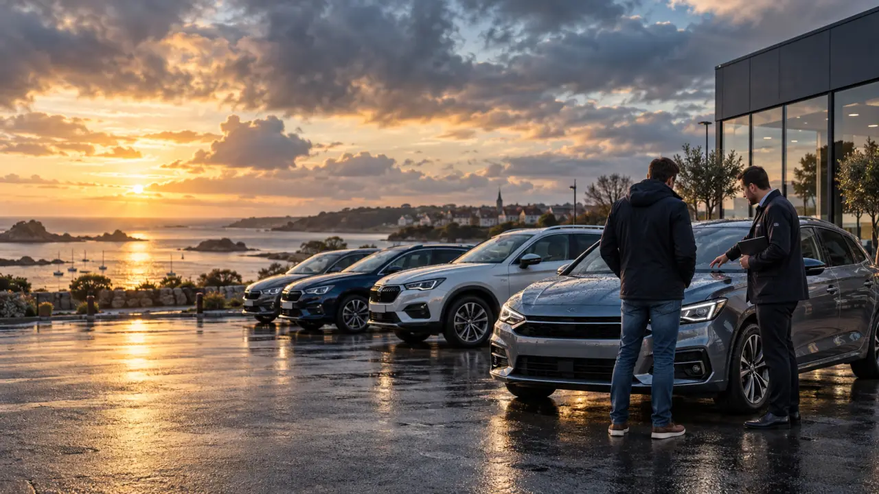 Voiture d'occasion présentée dans un showroom automobile du Morbihan